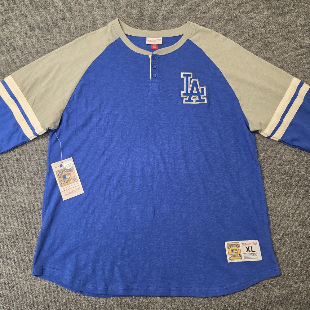LA Dodgers Mitchell & Ness x Cooperstown Collection T-Shirt Blue/Gray Sz XL NWT